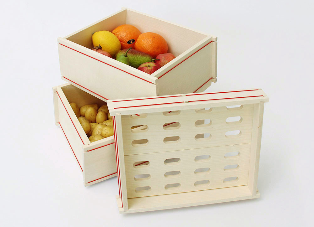 Dreilagige Obst- und Gemüsehorde für die Küche